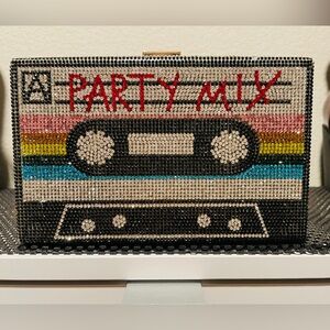 Retro Cassette Tape Clutch w/ gold chain strap. NWT